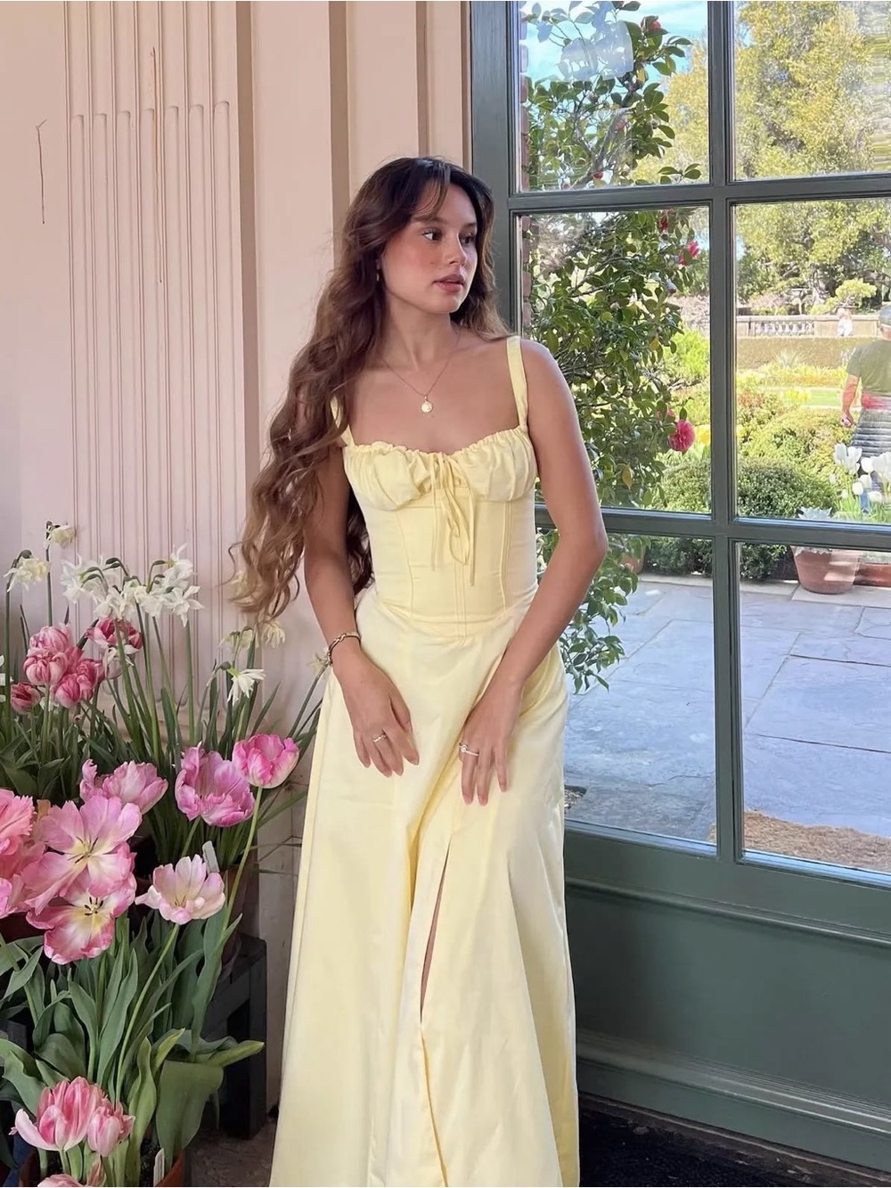 Women’s Yellow Sweetheart Corset Maxi Dress💛